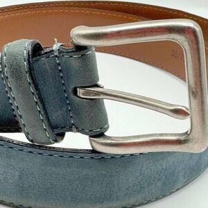 Barneys New York Blue Suede Leather Belt Made in Italy Size 30/75
